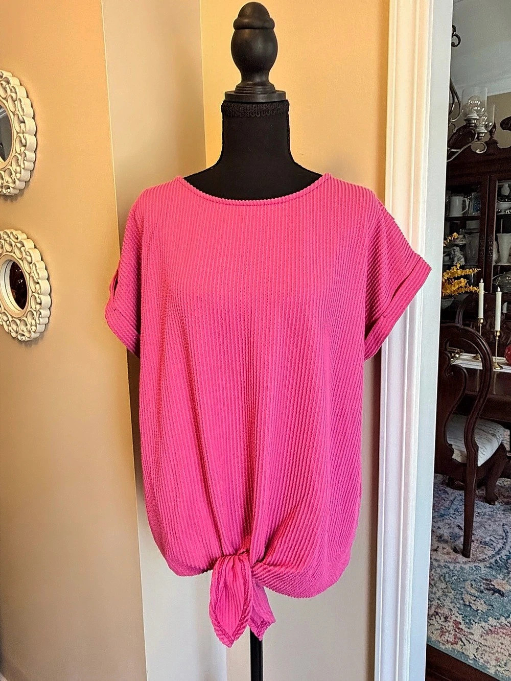 Set the Stage Ribbed Tie-Hem Top